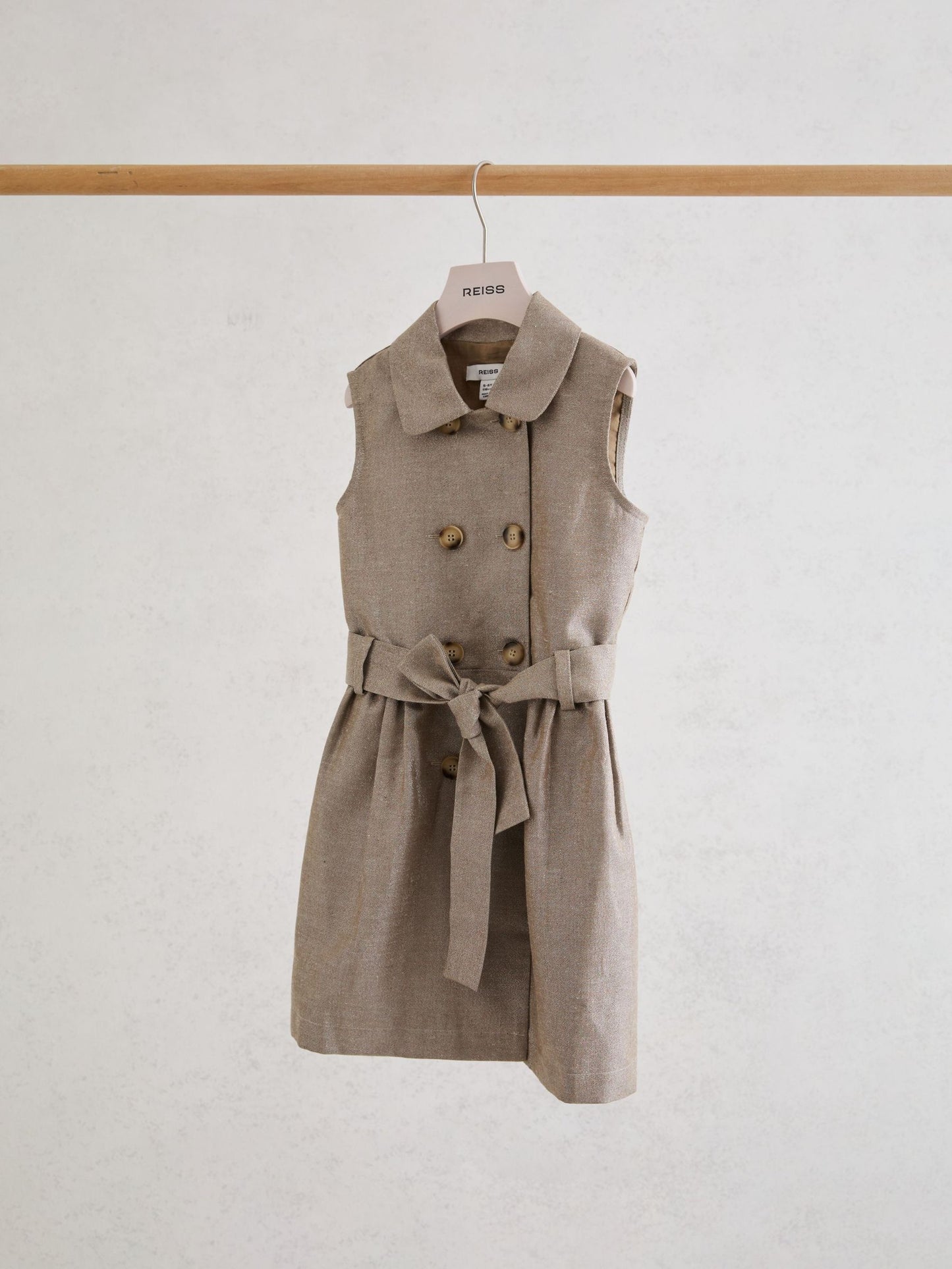 Reiss Bronze Diana 9-13 yrs Cotton-Blend Metallic-Weave Shirt Dress image 1