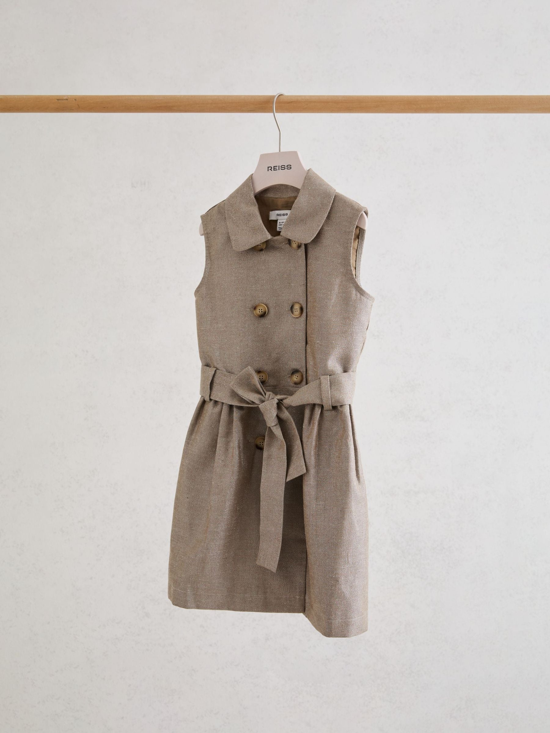 Reiss Bronze Diana 9-13 yrs Cotton-Blend Metallic-Weave Shirt Dress image 1