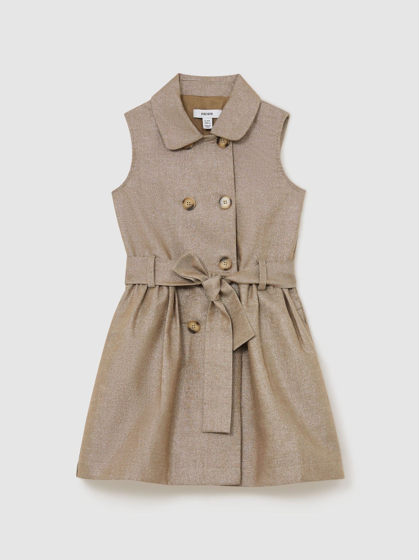 Reiss Bronze Diana 9-13 yrs Cotton-Blend Metallic-Weave Shirt Dress image 2
