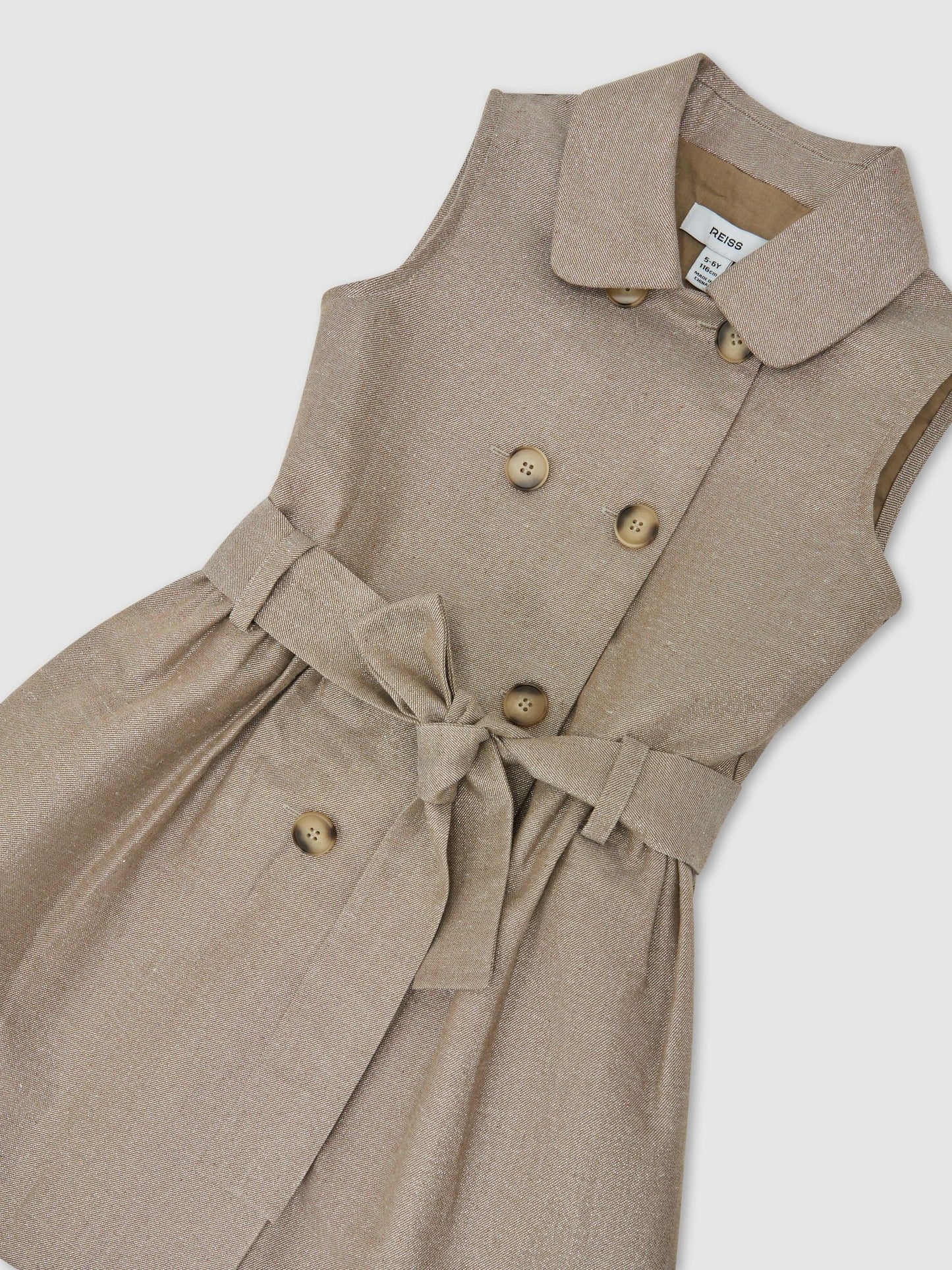 Reiss Bronze Diana 9-13 yrs Cotton-Blend Metallic-Weave Shirt Dress image 3