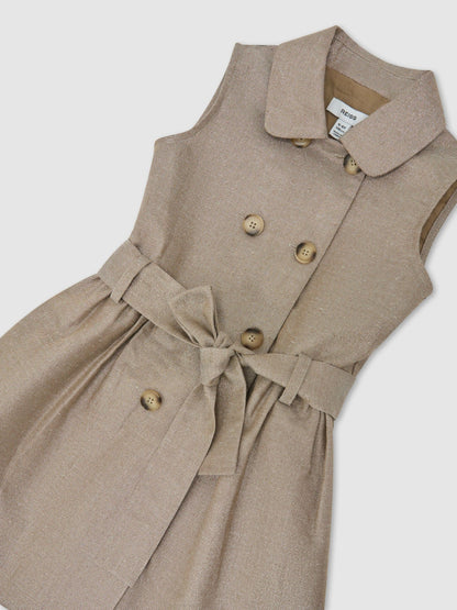 Reiss Bronze Diana 9-13 yrs Cotton-Blend Metallic-Weave Shirt Dress image 3