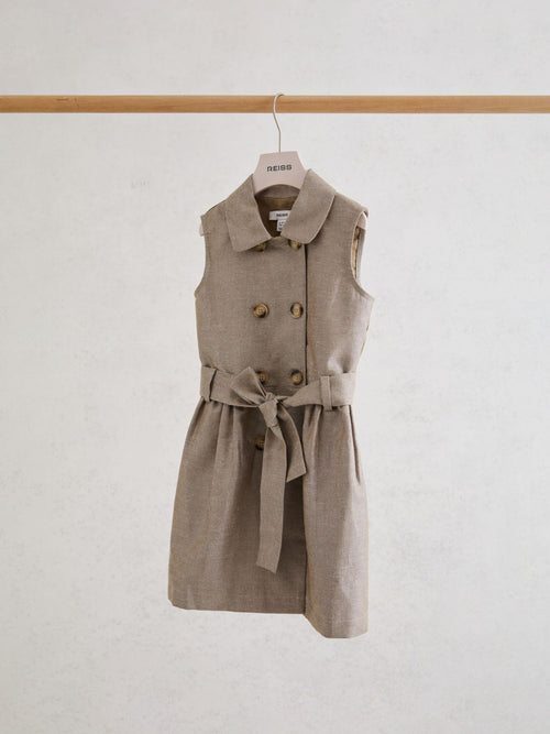 Reiss Bronze Diana 9-13 yrs Cotton-Blend Metallic-Weave Shirt Dress image 1