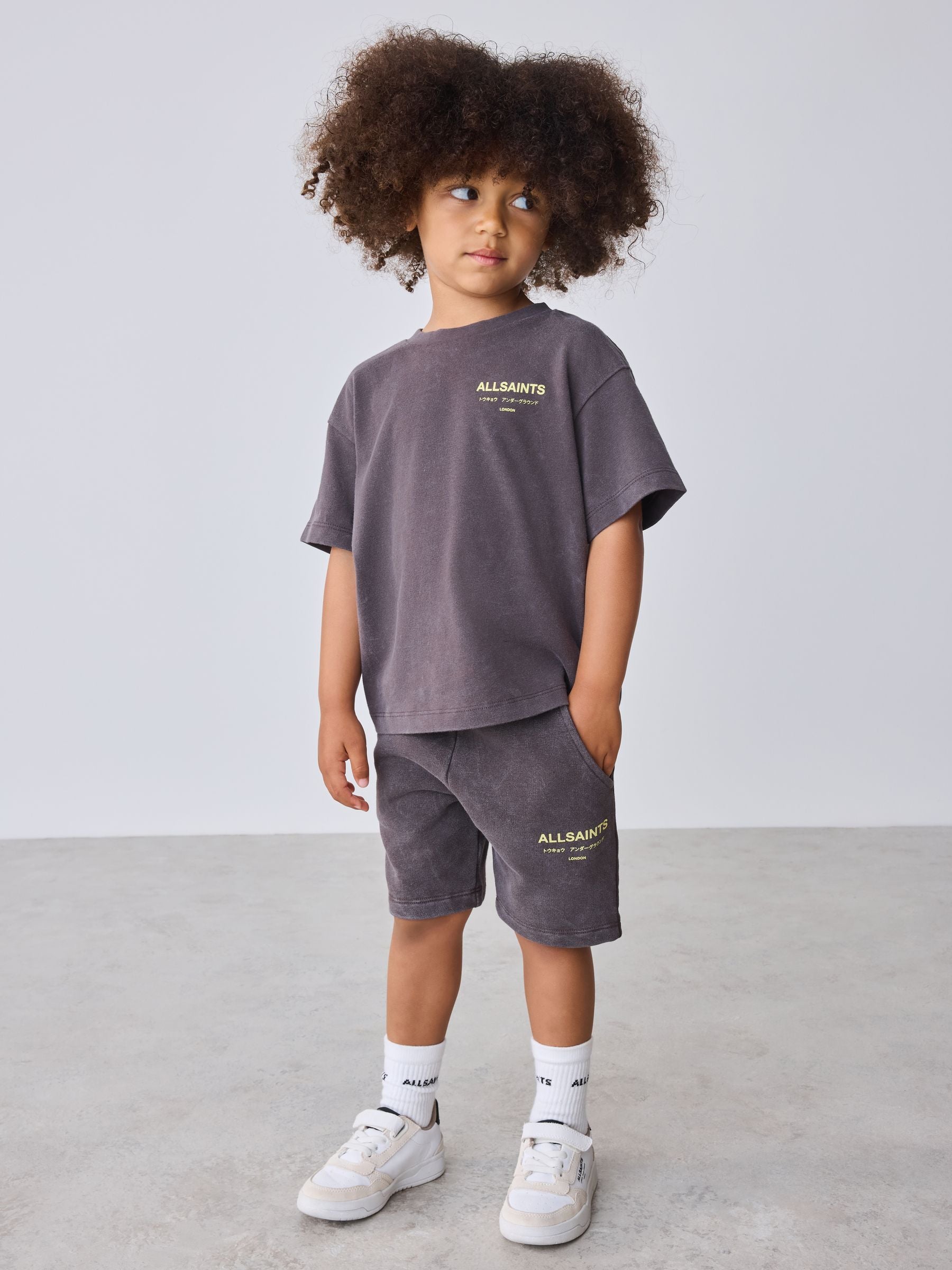 Dsiney Kidz - smALLSAINTS Washed Brown Underground T-Shirt and Sweat Shorts Younger Set image 1