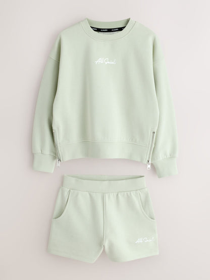 smALLSAINTS Mint Green Script Sweatshirt and Shorts Set - image 5