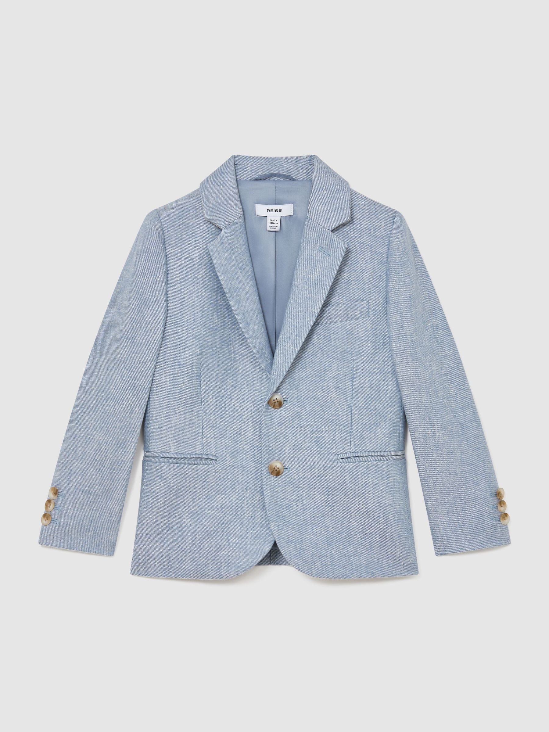 Reiss Soft Blue Atlantic J 9-13 yrs Linen Single-Breasted Tailored Blazer image 2