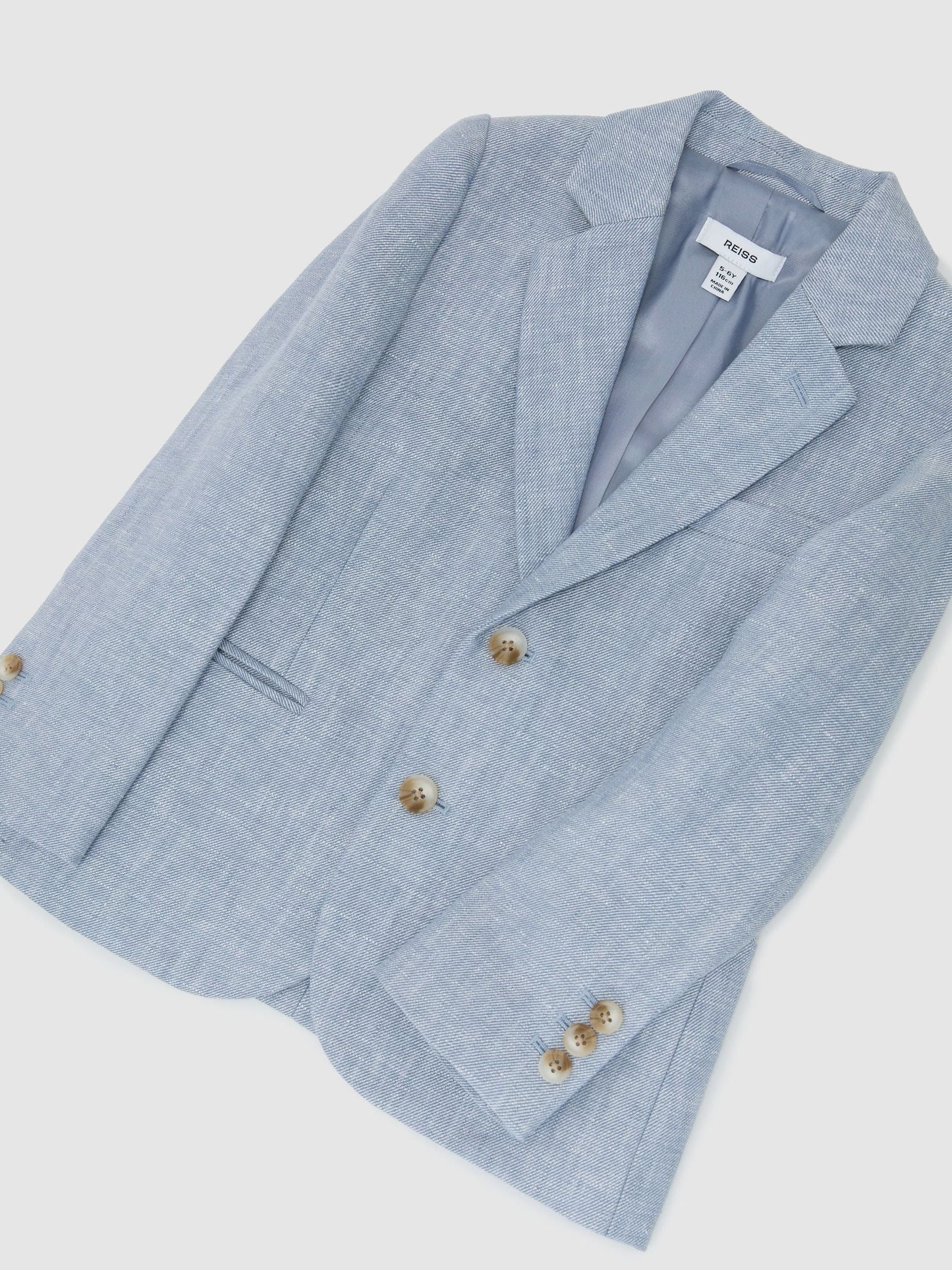 Reiss Soft Blue Atlantic J 9-13 yrs Linen Single-Breasted Tailored Blazer image 3