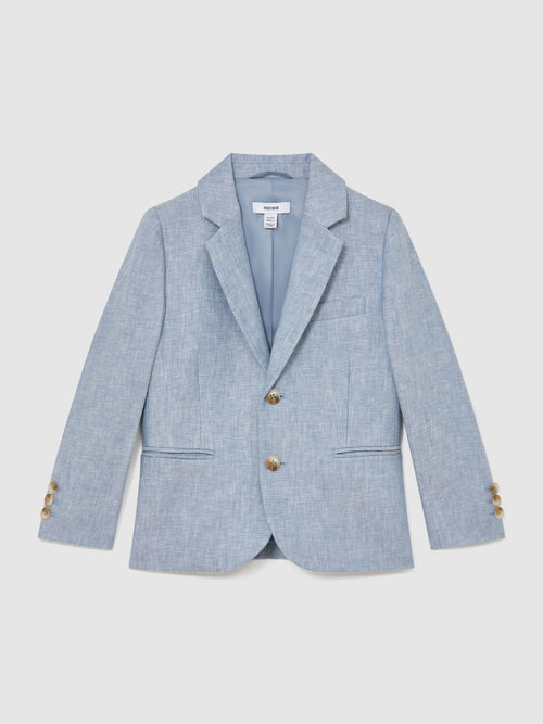 Reiss Soft Blue Atlantic J 3-9 yrs Linen Single-Breasted Tailored Blazer image 1