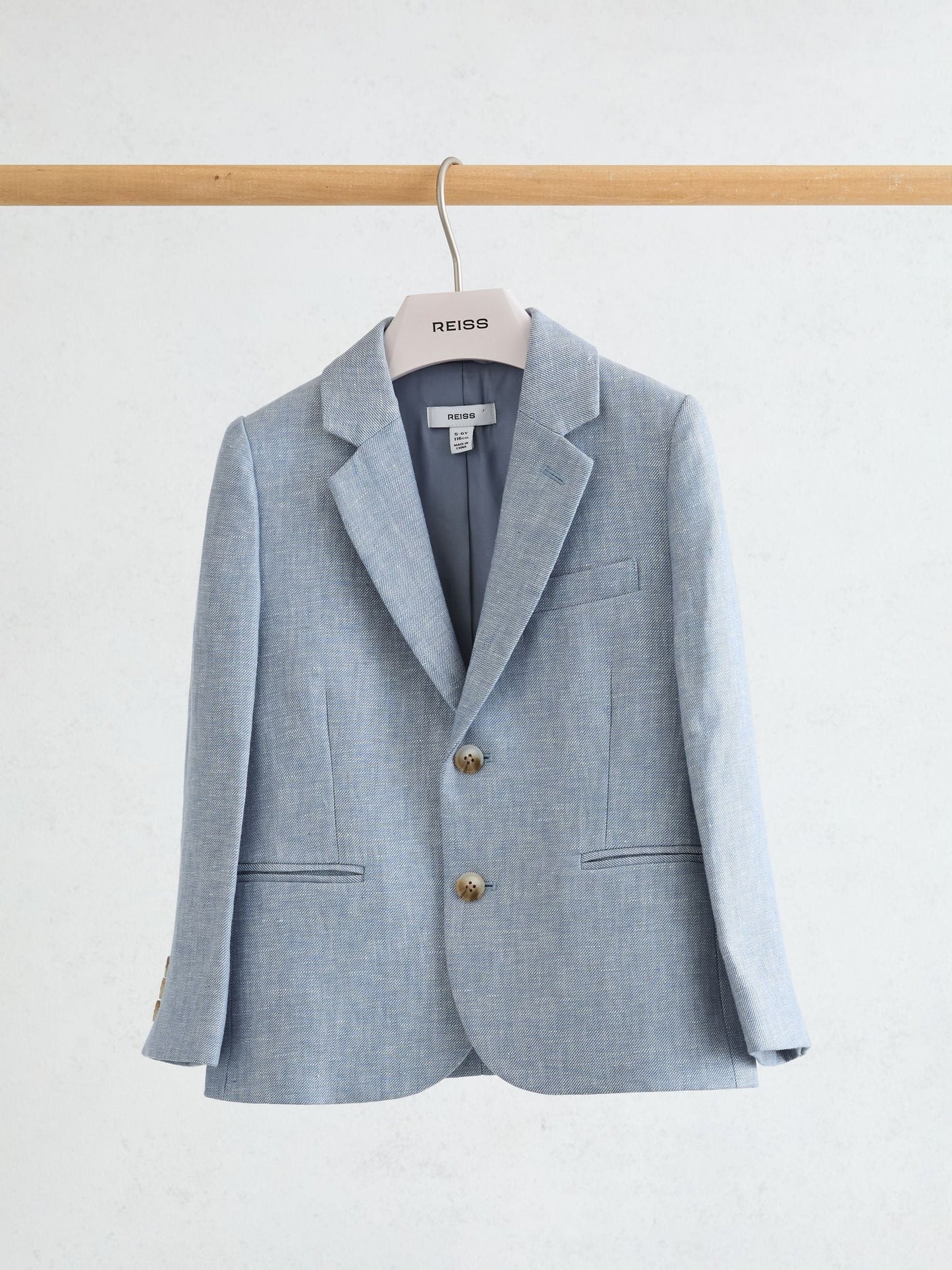 Reiss Soft Blue Atlantic J 3-9 yrs Linen Single-Breasted Tailored Blazer image 2