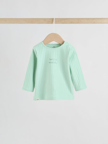 Sage Green Hello World Top and Leggings Baby Set (0-18mths) image 4