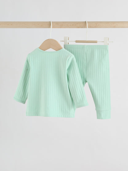 Sage Green Hello World Top and Leggings Baby Set (0-18mths) image 6