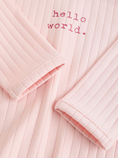 Pink Hello World Top and Leggings Baby Set (0-18mths) image 3