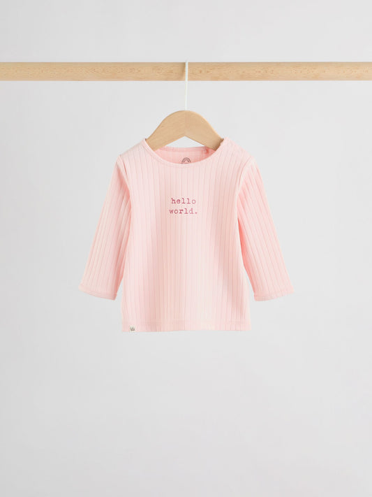 Pink Hello World Top and Leggings Baby Set (0-18mths) image 2