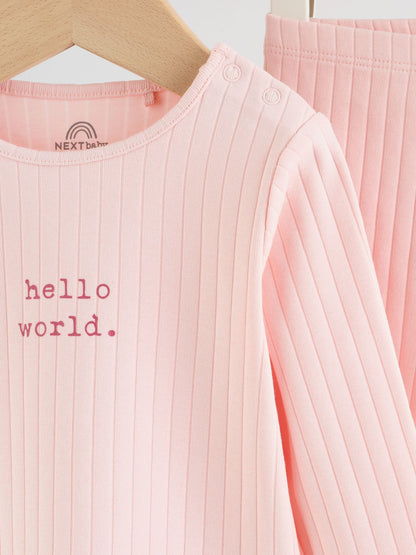 Pink Hello World Top and Leggings Baby Set (0-18mths) image 7