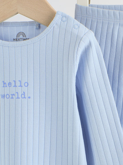 Blue Hello World Top and Leggings Baby Set (0-18mths) image 7