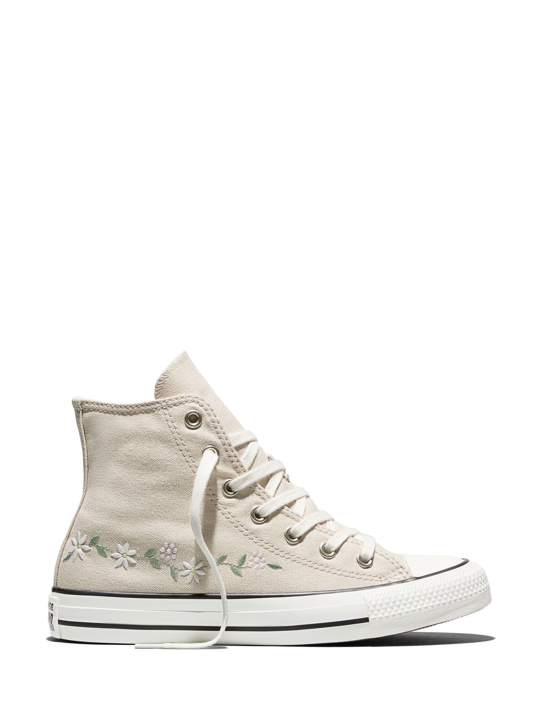 Converse Cream Chuck Taylor Flower Print Hightop Trainers image 1