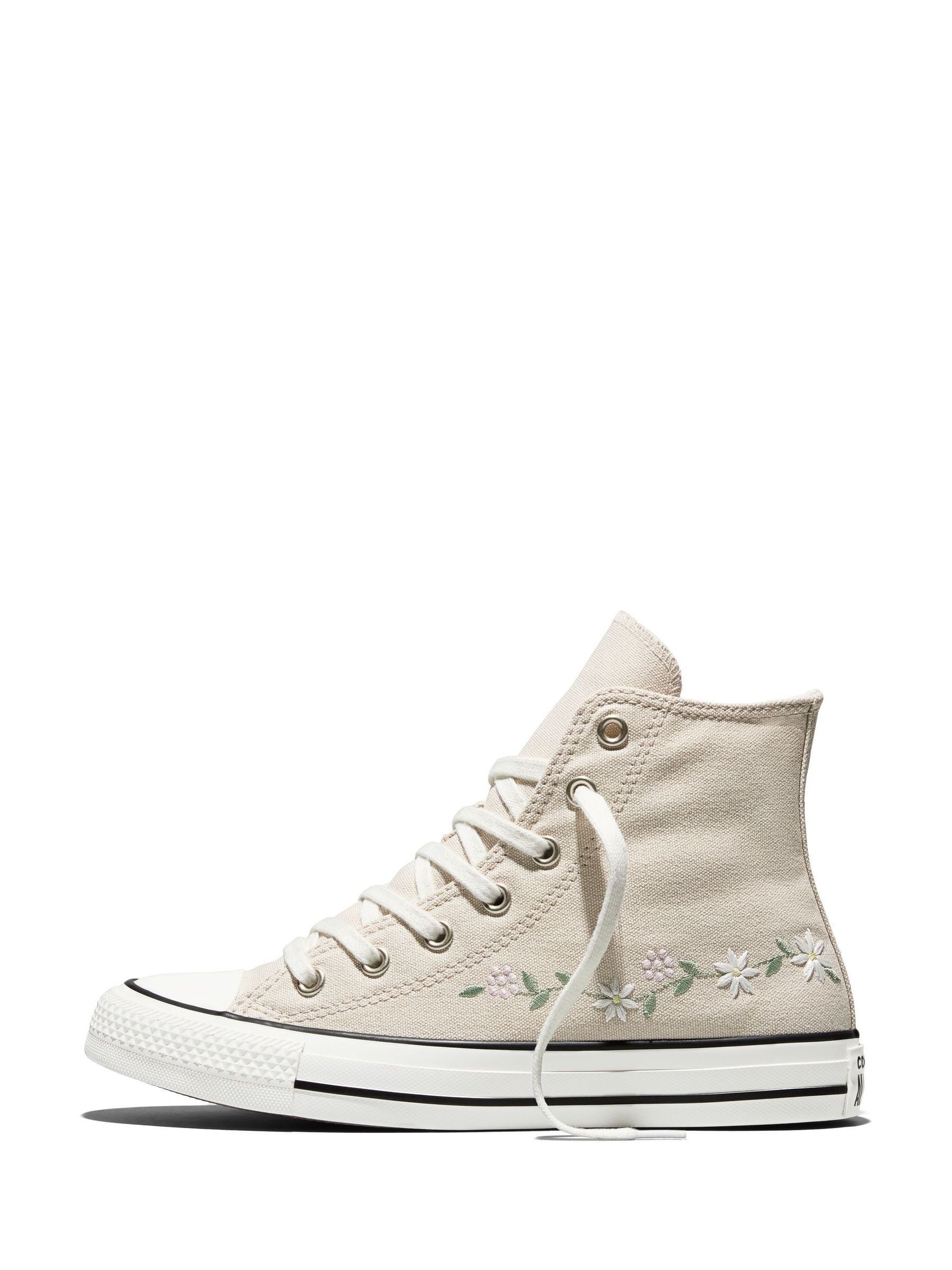Converse Cream Chuck Taylor Flower Print Hightop Trainers image 2