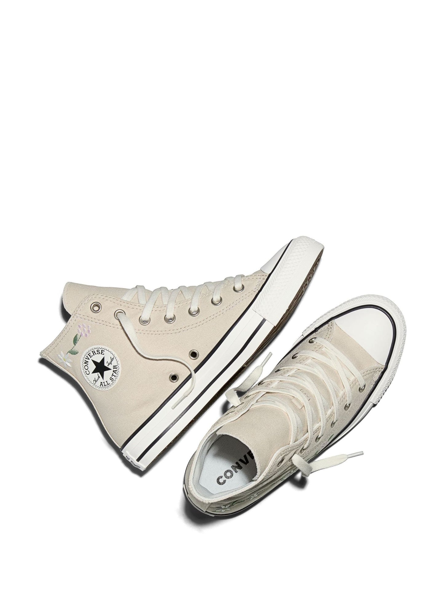 Converse Cream Chuck Taylor Flower Print Hightop Trainers image 4