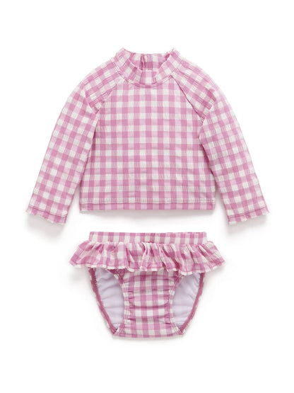 Purebaby Pink Long Sleeve Rashie Swim Set image 3