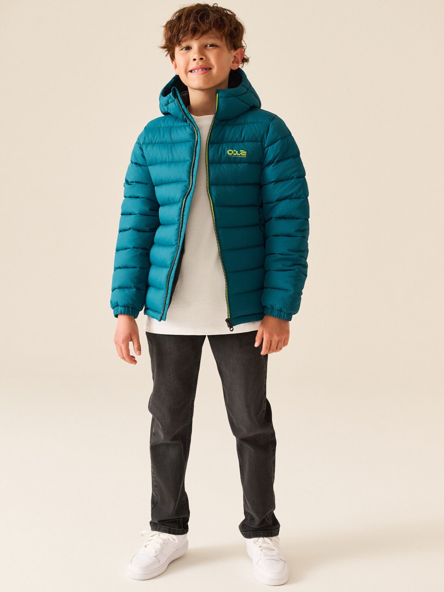 Dsiney Kidz - Teal Blue Reflective Quilted Midweight Hooded Jacket (3-17yrs) image 2