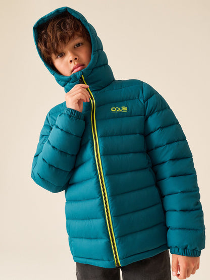 Dsiney Kidz - Teal Blue Reflective Quilted Midweight Hooded Jacket (3-17yrs) image 3