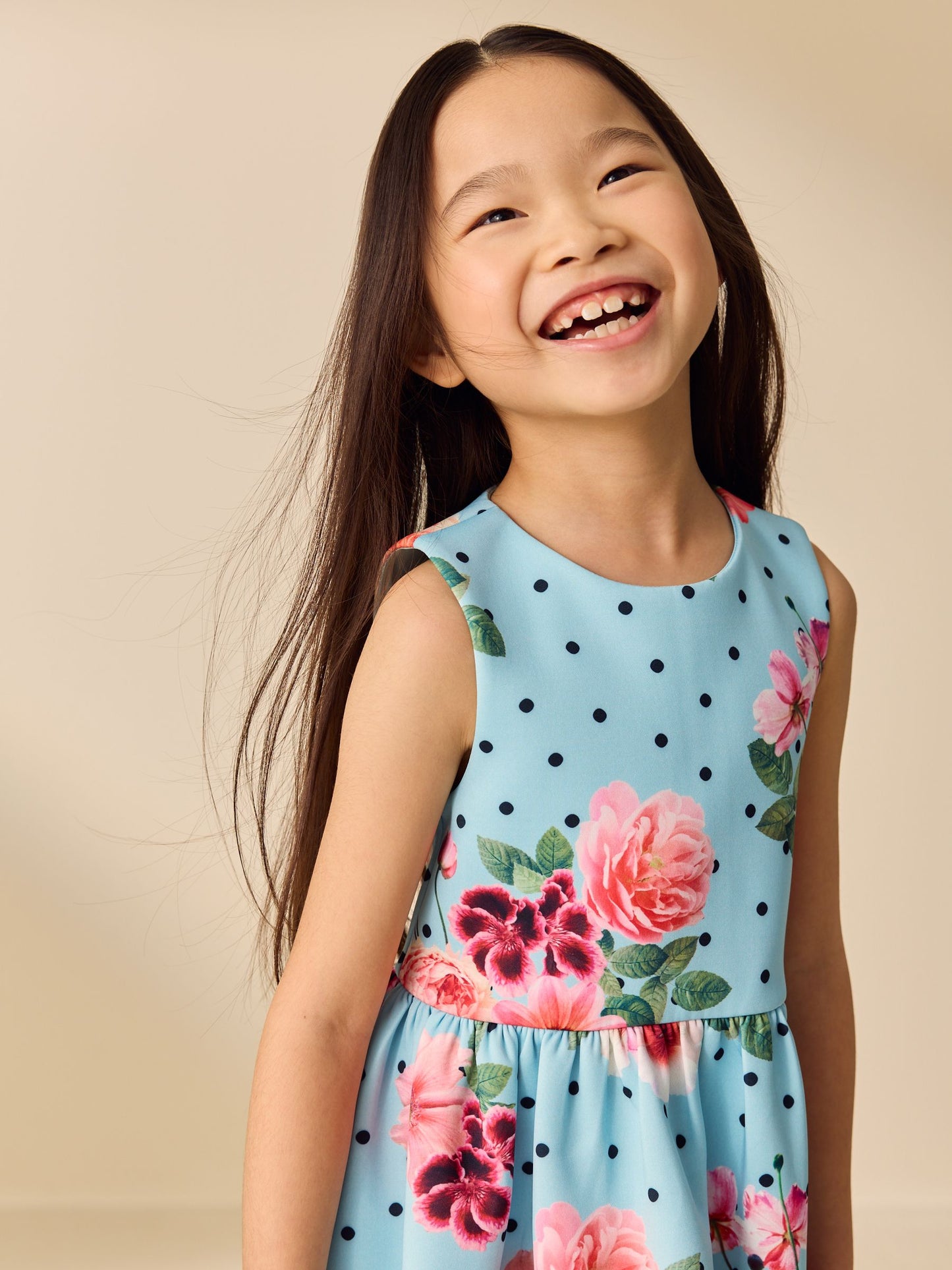 Blue Floral Spot Scuba Occasion Dress (3-16yrs) image 4