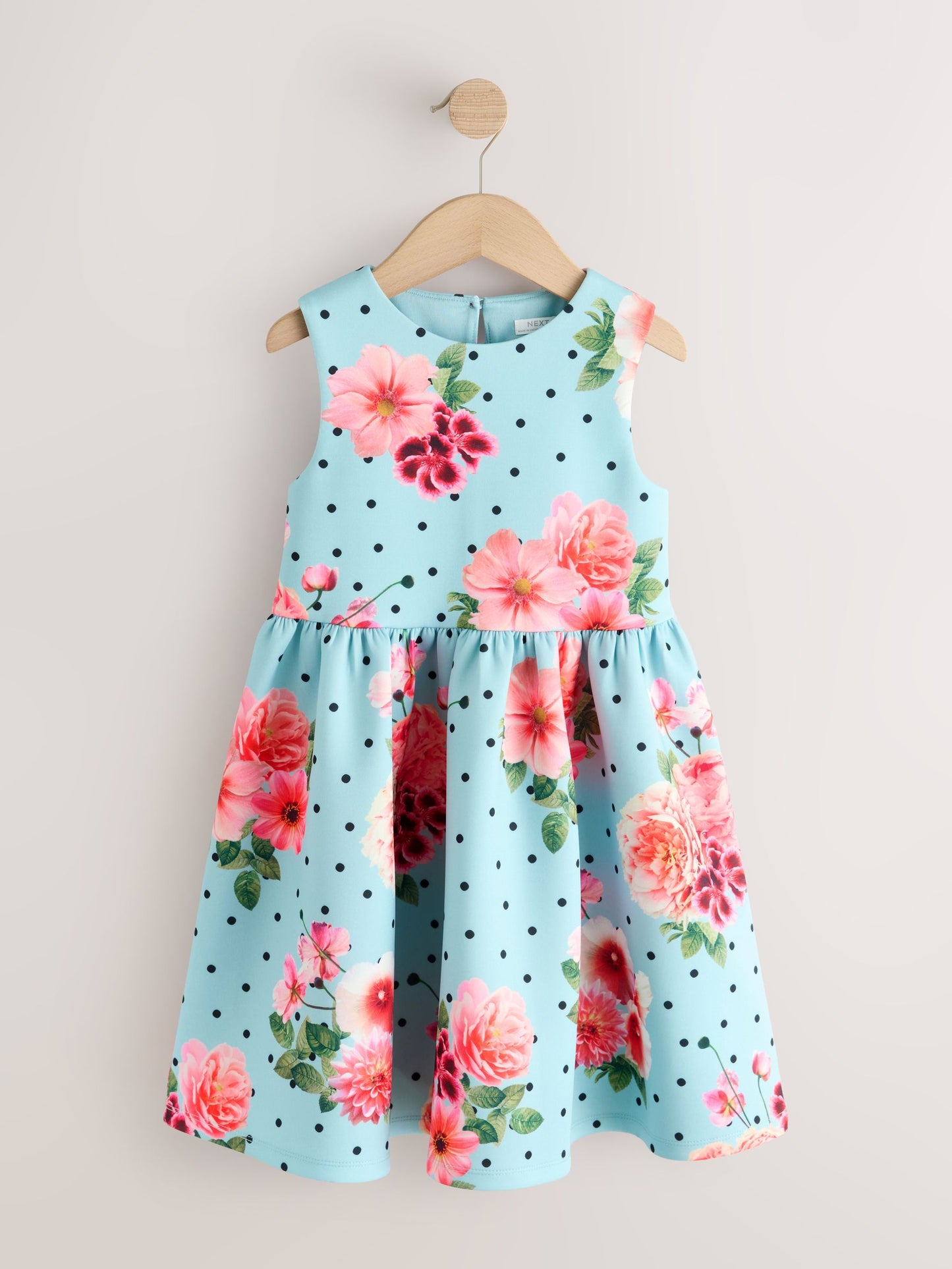 Blue Floral Spot Scuba Occasion Dress (3-16yrs) image 5