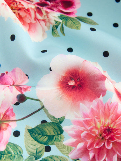 Blue Floral Spot Scuba Occasion Dress (3-16yrs) image 7