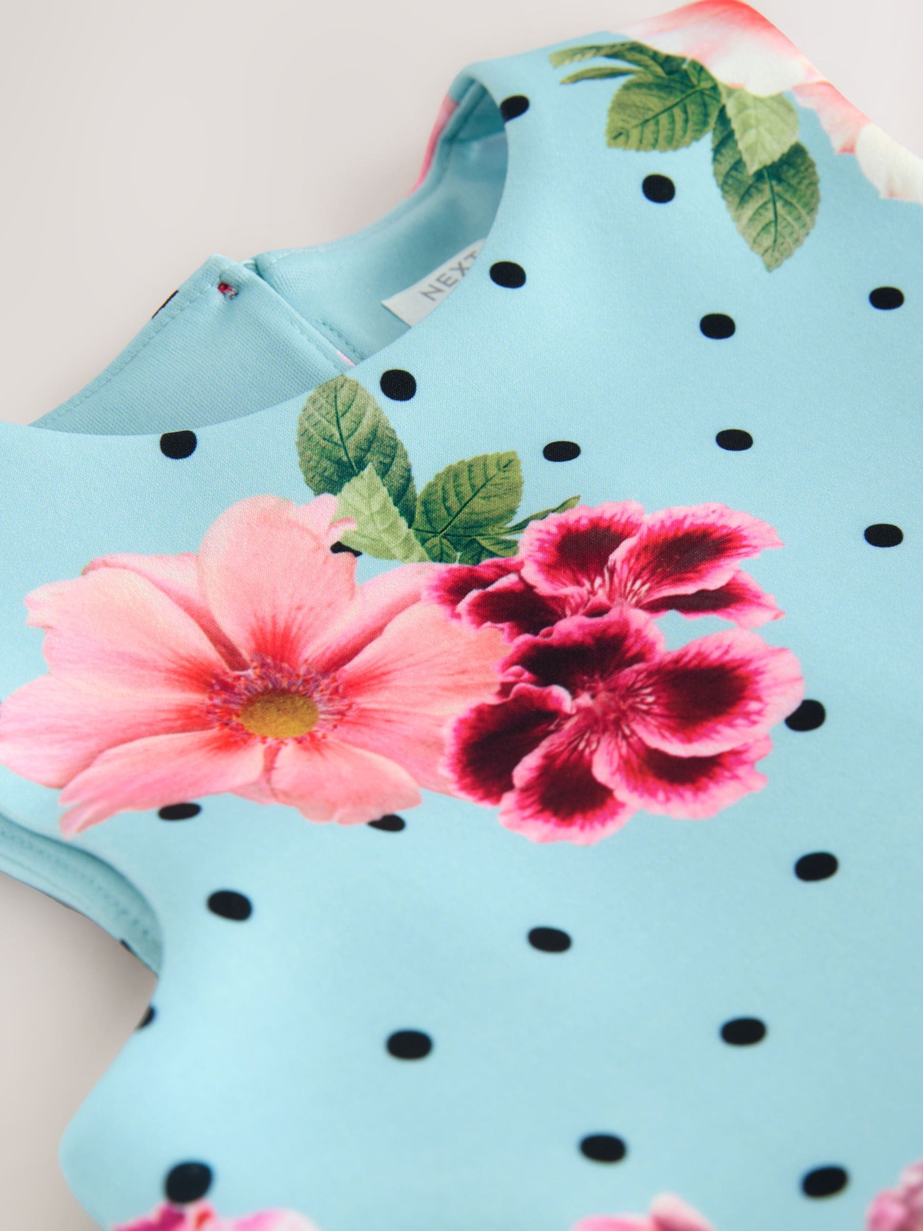 Blue Floral Spot Scuba Occasion Dress (3-16yrs) image 9