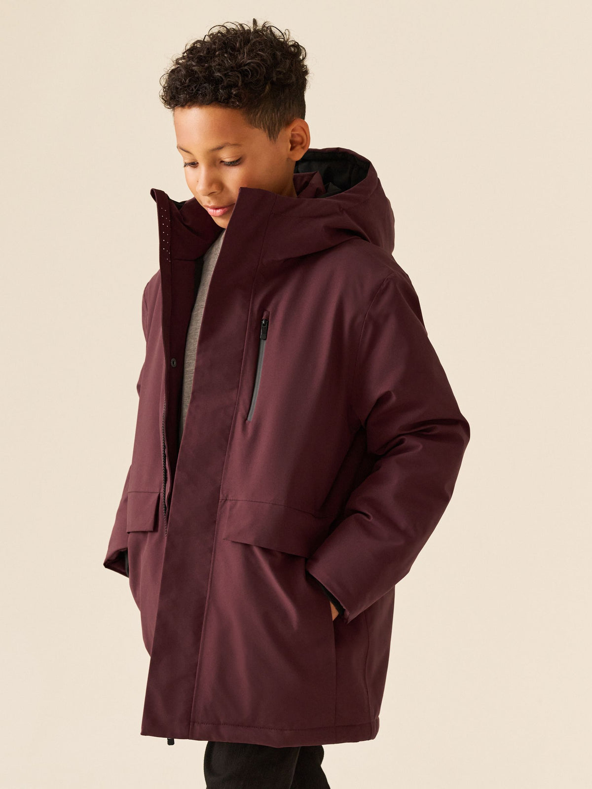 Burgundy Red Waterproof Parka Coat (3-17yrs) - image 4