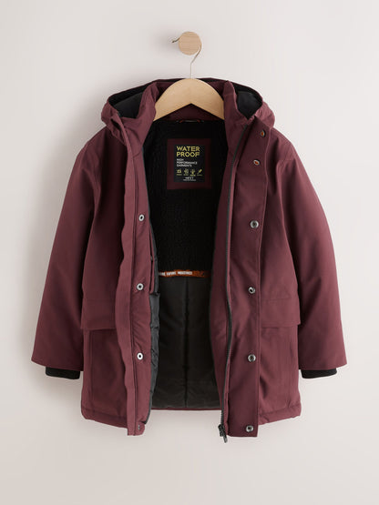 Burgundy Red Waterproof Parka Coat (3-17yrs) - image 9