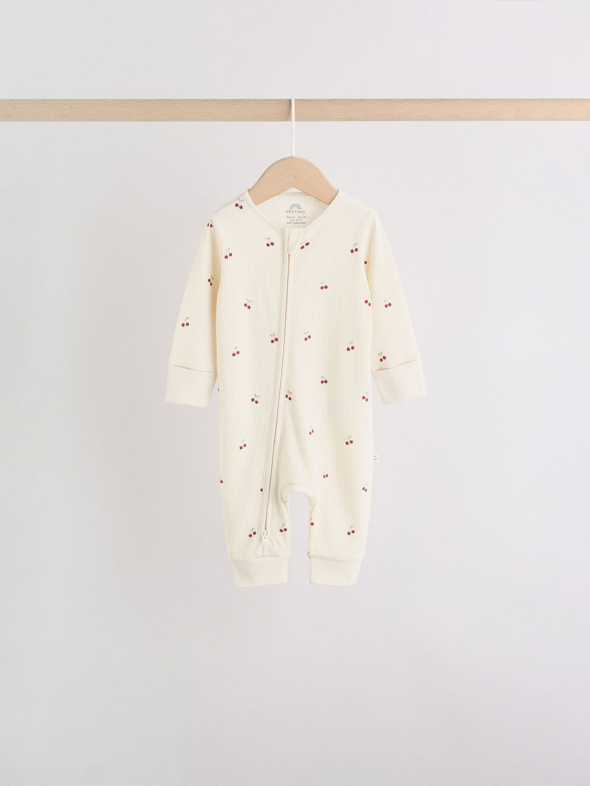 Pink Cherry Print Two Way Zip Baby Sleepsuits 4 Pack (0-3yrs) image 4