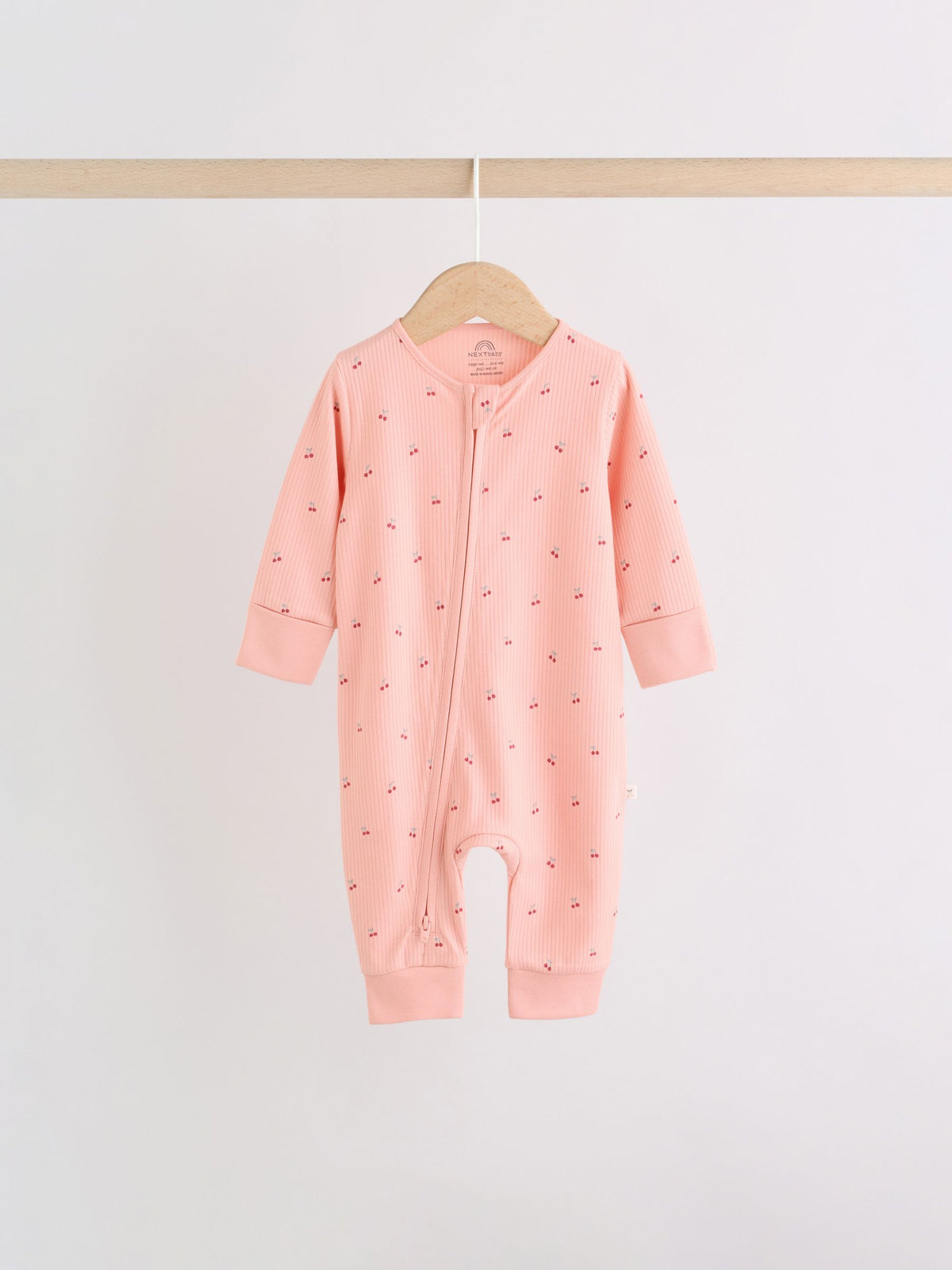 Pink Cherry Print Two Way Zip Baby Sleepsuits 4 Pack (0-3yrs) image 6