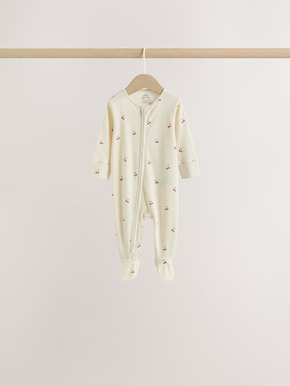 Pink Cherry Print Baby Sleepsuit 7 Pack (0mths-3yrs) image 3