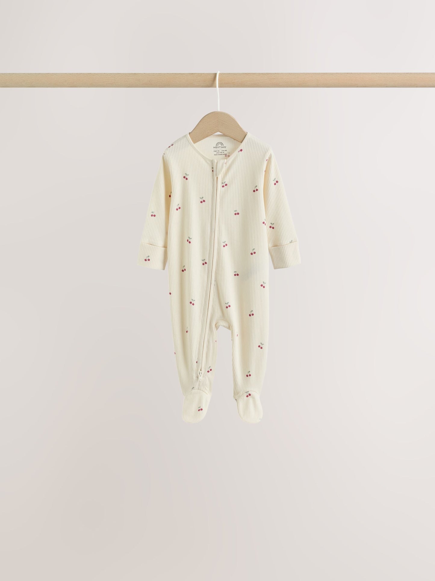 Pink Cherry Print Baby Sleepsuit 7 Pack (0mths-3yrs) image 7