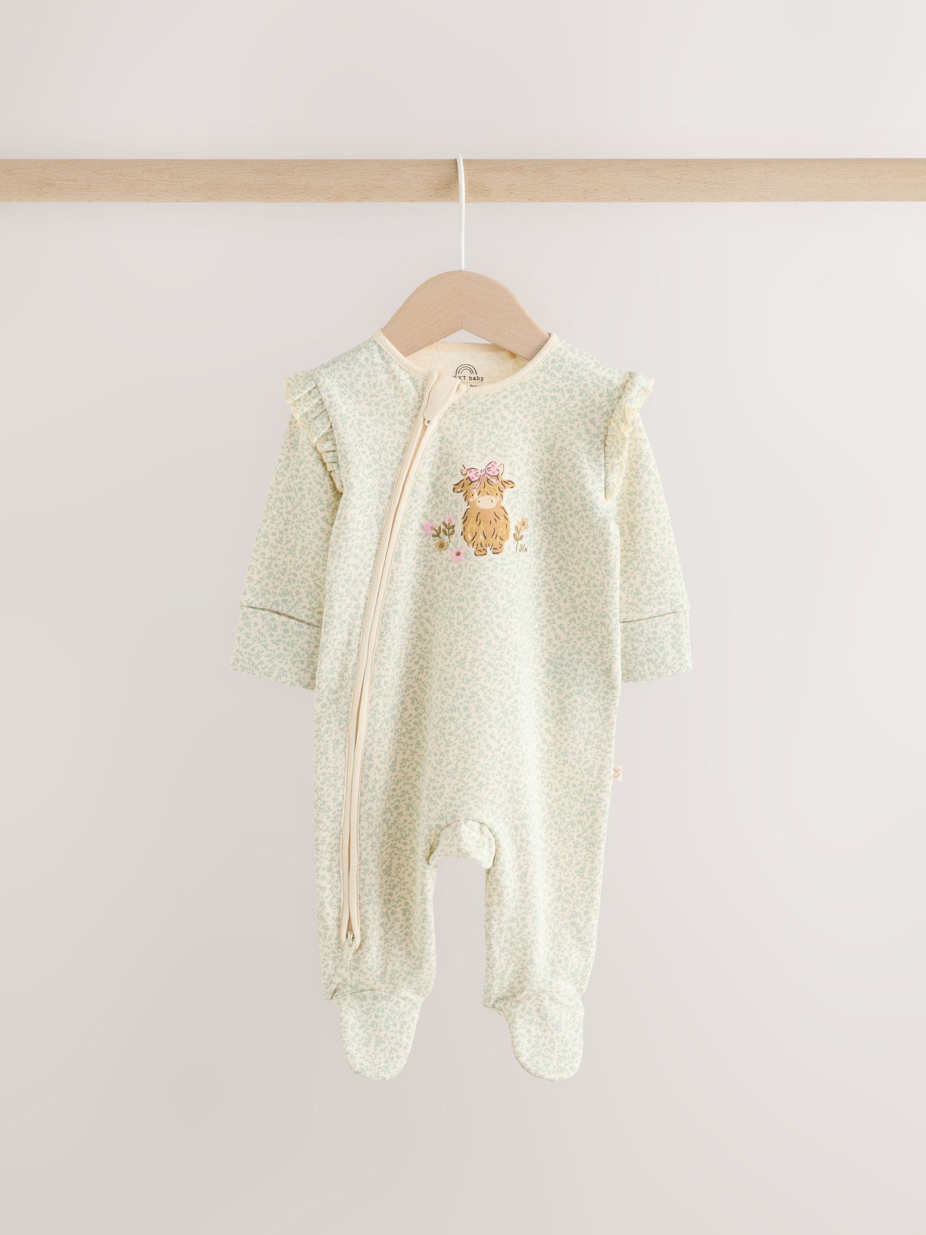 Pink/Green Hamish Two Way Zip Baby Sleepsuits 3 Pack (0-3yrs) image 2