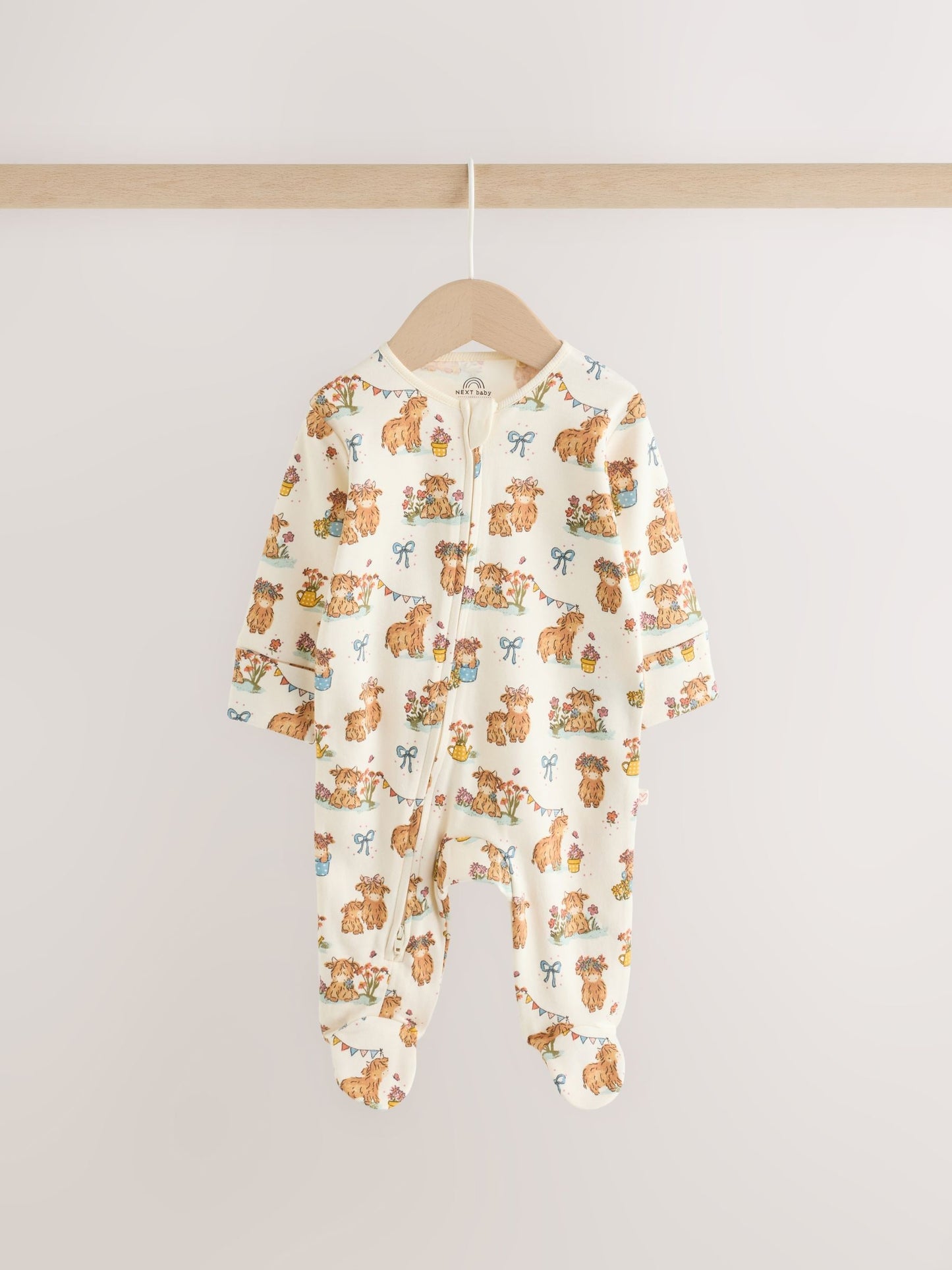 Pink/Green Hamish Two Way Zip Baby Sleepsuits 3 Pack (0-3yrs) image 3