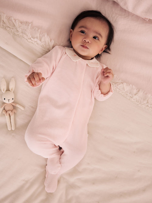 Dsiney Kidz - Pink Collar Velour Baby Sleepsuit (0mths-3yrs) image 1