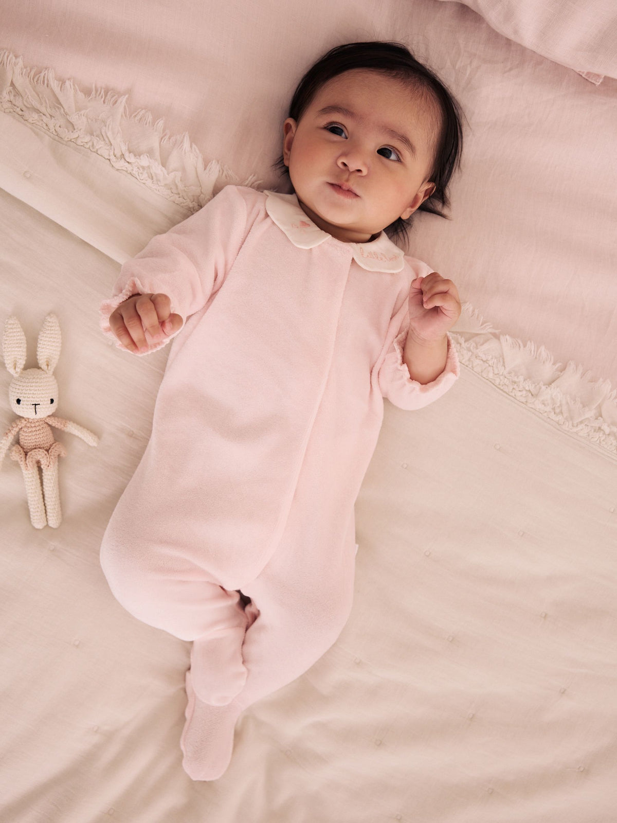 Dsiney Kidz - Pink Collar Velour Baby Sleepsuit (0mths-3yrs) image 1