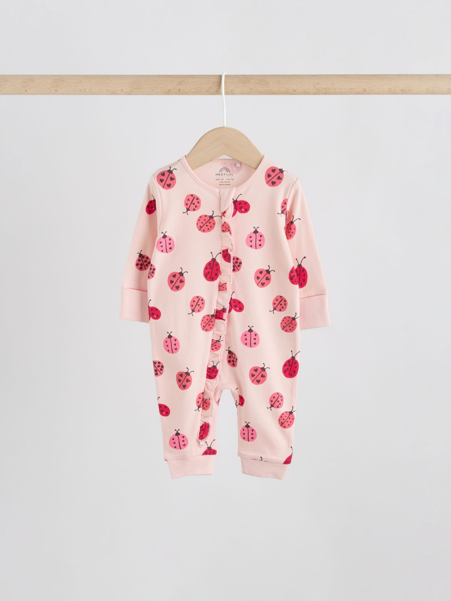 Red Ladybird Two Way Zip Baby Sleepsuit 3 Pack (0mths-3yrs) image 3