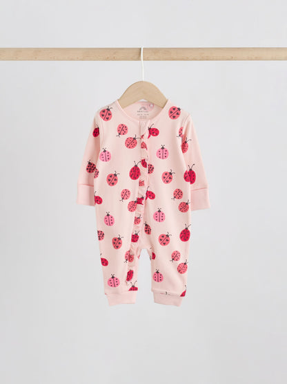 Red Ladybird Two Way Zip Baby Sleepsuit 3 Pack (0mths-3yrs) image 3