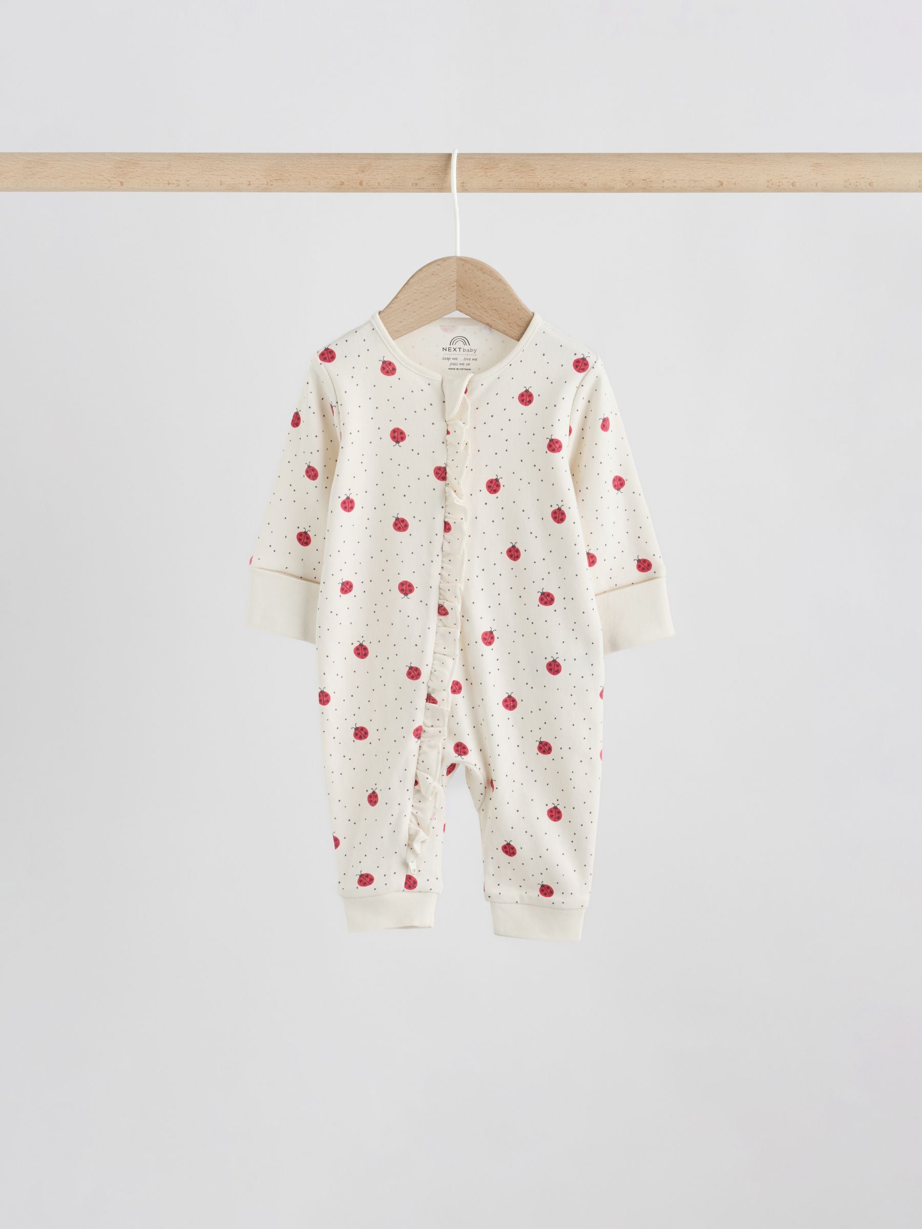 Red Ladybird Two Way Zip Baby Sleepsuit 3 Pack (0mths-3yrs) image 6