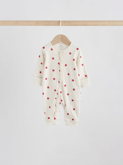 Red Ladybird Two Way Zip Baby Sleepsuit 3 Pack (0mths-3yrs) image 6
