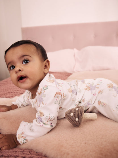 Lilac/Sage Fairy Mouse Two Way Zip Baby Sleepsuits 4 Pack (0mths-3yrs) image 3