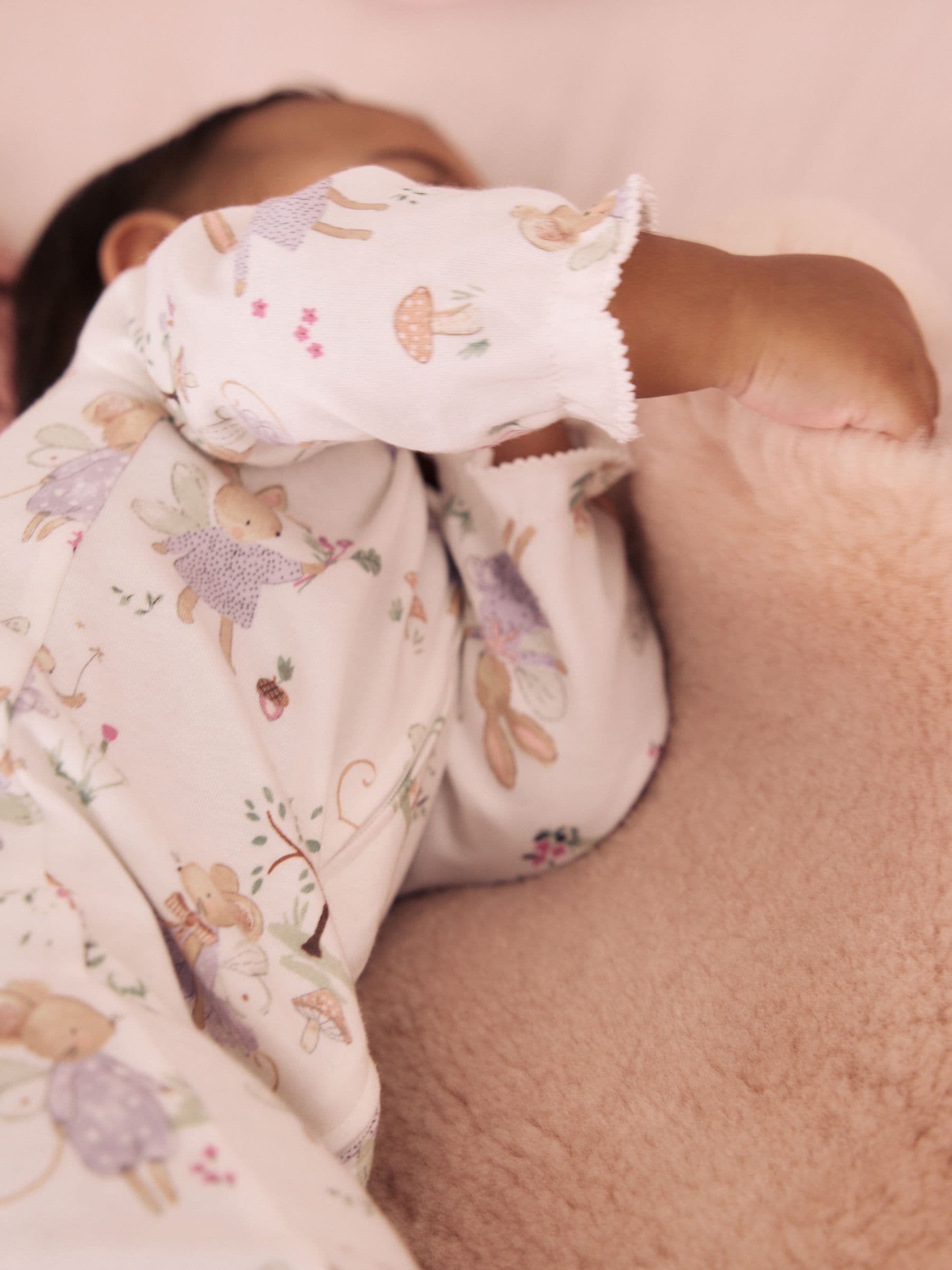 Lilac/Sage Fairy Mouse Two Way Zip Baby Sleepsuits 4 Pack (0mths-3yrs) image 5