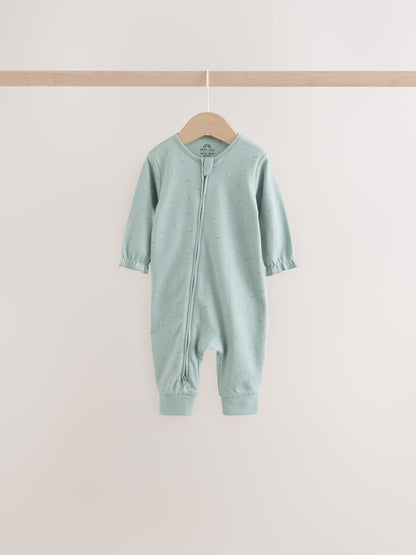 Lilac/Sage Fairy Mouse Two Way Zip Baby Sleepsuits 4 Pack (0mths-3yrs) image 8
