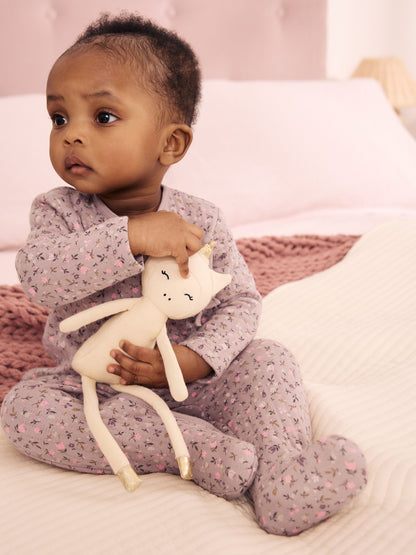 Dsiney Kidz - Brown Ditsy Floral Quilted Wrap Baby Sleepsuits 2 Pack image 3