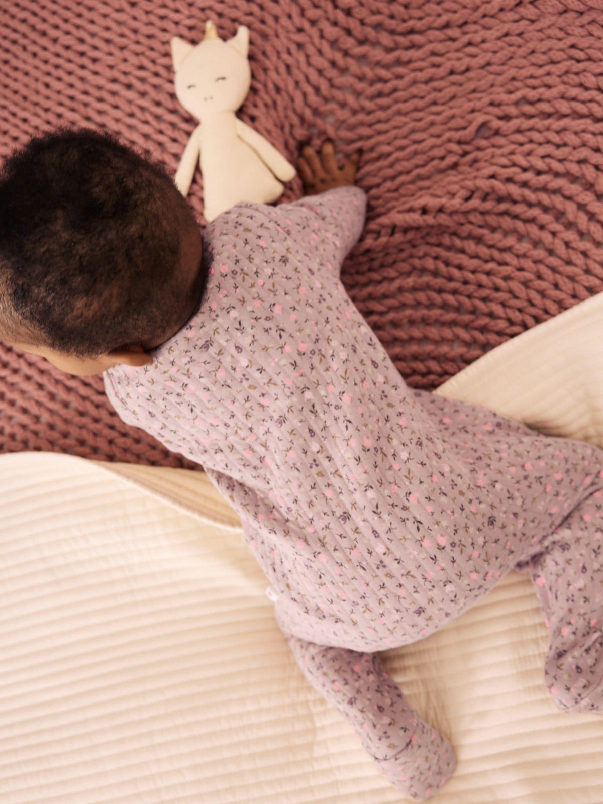 Dsiney Kidz - Brown Ditsy Floral Quilted Wrap Baby Sleepsuits 2 Pack image 5