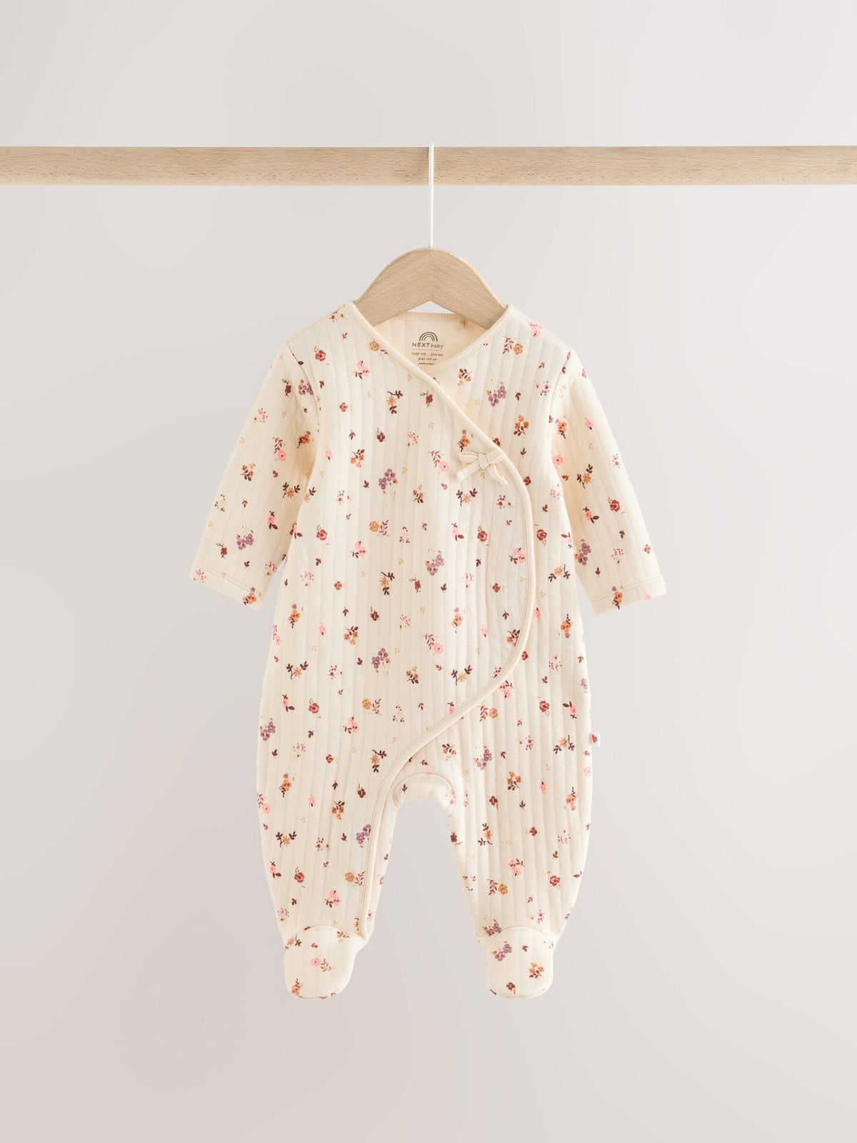 Dsiney Kidz - Brown Ditsy Floral Quilted Wrap Baby Sleepsuits 2 Pack image 7