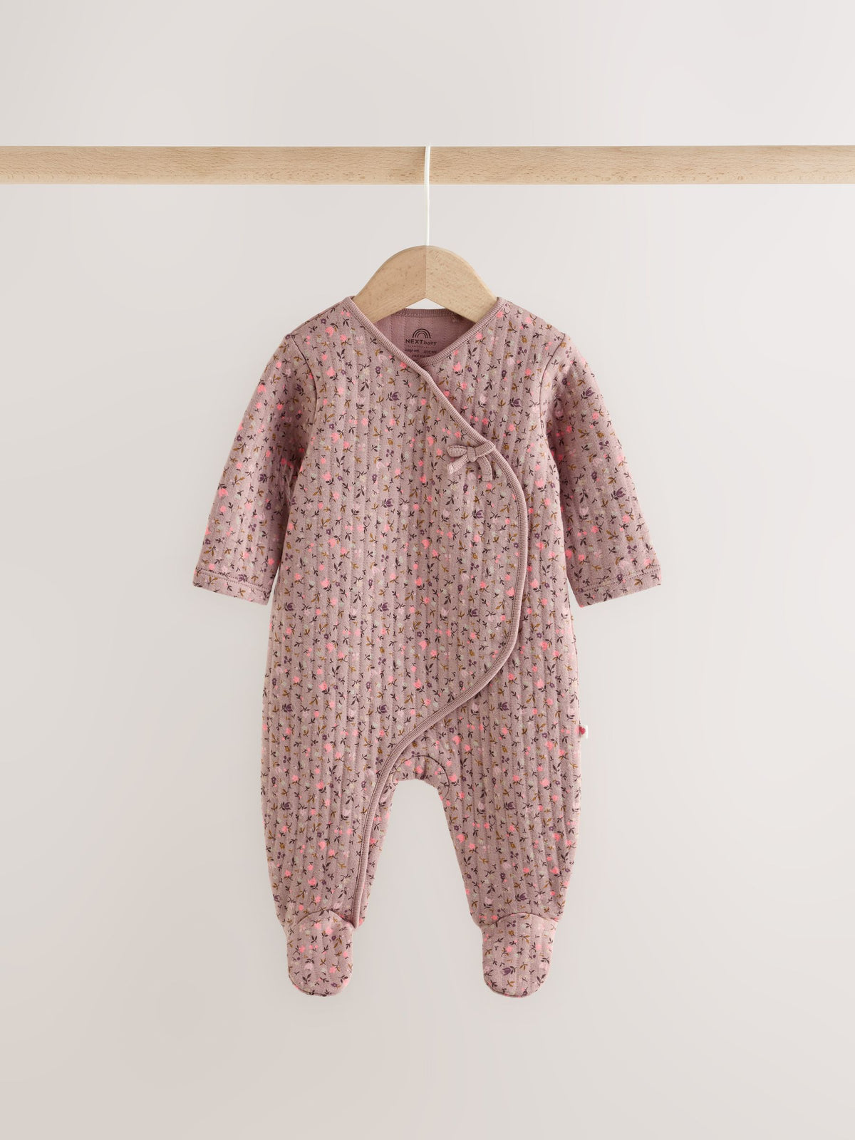 Dsiney Kidz - Brown Ditsy Floral Quilted Wrap Baby Sleepsuits 2 Pack image 8