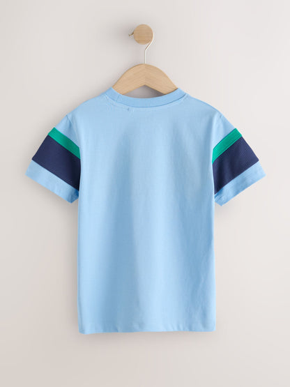 Dsiney Kidz - Blue/Navy Textured Colourblock Short Sleeve T-Shirt (3-16yrs) image 2